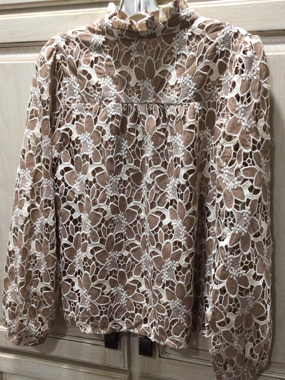 LoveLO Beige and Cream Lace Blouse - Picture 5 of 5